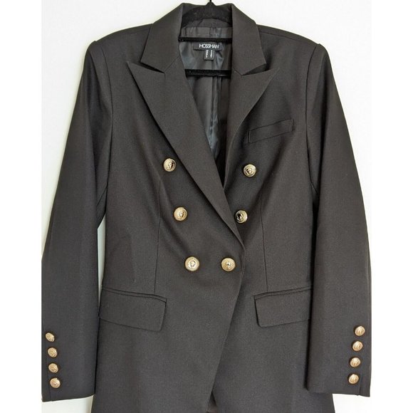 Mossman The Signature Blazer Jacket Black Military Classic Double Breast Size 10 - Picture 8 of 11